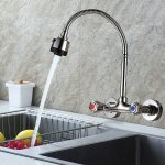 Gojoy - robinet de cuisine mural pivotant � 360 � - double poign�e r�glable - robinet d'eau froide - ...
