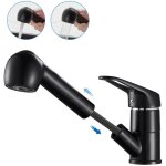 Robinet de cuisine noir avec 50cm douchette extractible mitigeur cuisine  2 jets eau froide et chaude ...