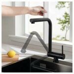 Robinet cuisine noir, mitigeur cuisine rabattable sous fen�tre, flexible robinet noir pliable � 90� / ...