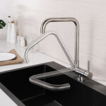 Robinet de cuisine rabattable rotatif � 360�, mitigeur cuisine � eau chaude et froide robinetterie en ...