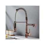 Robinet d'vier robinet de cuisine avec douchette extractible, sans plomb en laiton or rose, poigne ...