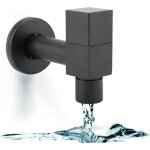 Robinet lavabo carr�, noir robinet d'eau froide poign�e carr�e en cuivre de machine � laver robinet d'�vier ...