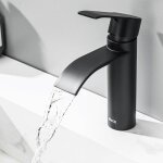 Robinet de lavabo cascade noir, mitigeur cascade pour salle de bains, robinet rond en acier inoxydable, ...