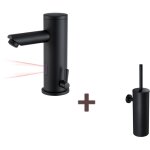 Robinet de lavabo infrarouge noir enti�rement automatique + brosse toilettes wc suspendu avec support ...