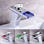 Senderpick - robinet de lavabo lumineux  led en verre cascade 3 couleurs changeantes clairage rvb robinet ...