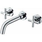 Sumerain m�langeur de lavabo mural chrom�, robinet de lavabo avec trois trous � deux poign�es