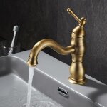 Ccykxa - robinet lavabo rtro, dore, pivotant  360 robinet salle de bain, mitigeur lavabo en laiton, ...