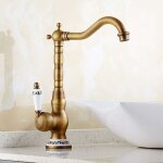 Aougo - robinet lavabo retro poigne unique robinetterie de lavabo robinet salle bain, poigne en cramique ...