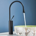 Robinet salle de bain design moderne de cascade robinet lavabo noir durable sup�rieure eau chaude et ...