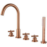 Robinet m�langeur bain - douche 5 trous sur plage or rose bross� - corbeau