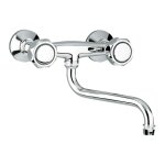 Cristina ondyna - robinet m�langeur cuisine mural � t�te 1 / 2 tour ordo poign�e m�tal or12451