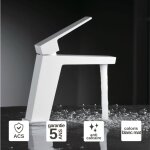 Robinet mitigeur de lavabo anti - calcaire bec bas blanc mat imex art bdar025 - 1bl