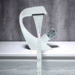 Robinet mitigeur de lavabo blanc 19 cm hauteur lavabo mono - manette robinet cascade pour salle de bain ... Robinet mitigeur de lavabo blanc 19 cm hauteur lavabo mono - manette robinet cascade pour salle de bain ...