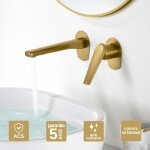 Robinet mitigeur de lavabo encastr anti - calcaire or bross imex delos gld055 / oc