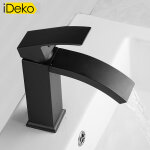 Ideko - robinet mitigeur lavabo en laiton antique finition peinture noir cascade robinet d'�vier salle ...