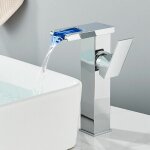 Robinet de salle de bain cascade led mitigeur de lavabo style moderne monocommande laiton robinet de ...