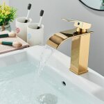 Suguword - robinet salle de bain design moderne de cascade robinet lavabo or conception de corps en m�tal ...