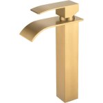 Robinet salle de bain lavabo haut cascade bec pour vasque, mitigeur dor� pour vasque, robinettrie de ...