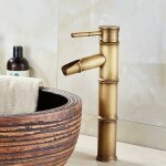 Robinet de salle de bain, robinet de lavabo rtro en bronze, robinet monotrou d'eau chaude et froide, ...