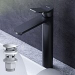 Am. pm - haut mitiguer lavabo avec bonde clic clac pour lavabo robinet salle bain noir robinet de lavabo ...