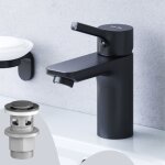 Am. pm - mitiguer lavabo avec bonde clic clac pour lavabo robinet salle bain noir robinet de lavabo pour ...