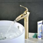 Forehill - robinet salle de bain or bross cascade haut robinets de lavabo en laiton massif, antique ...