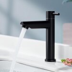 Robinet de salle eau froide uniquement noir mat robinet lavabo robinet d'eau froide en acier inoxydable ...
