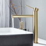 Robinet dor� vasque � poser, mitigeur pour vasque, robinet de lavabo haut salle de bains haute qualit� ...