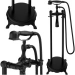 Robinetterie de baignoire autoportante noire r�tro sem - 1071b