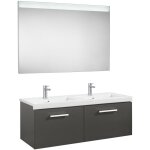 Roca - ensemble de meubles (2 tiroirs) double lavabo et miroir avec clairage led prisma couleur : gris ...
