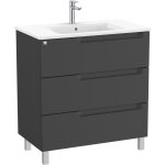 Roca - meuble 3 tiroirs unik + vasque aleyda au centre couleur : noir mat - dimensions : 805x460x740 ...
