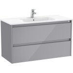 Roca - pack unik meuble 2 tiroirs + lavabo tenet couleur : gris brillant - dimensions : 985x460x565 mm ...