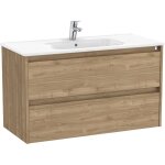 Roca - pack unik meuble 2 tiroirs + lavabo tenet couleur : noyer - dimensions : 985x460x565 mm