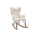 Rocking chair enfant en tissu effet peau de mouton blanc, mtal noir et bois clair shaun
