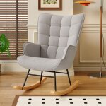 Rocking chair, fauteuil � bascule en peluche confortable, dossier haut, accoudoirs rembourr�s, mousse ...