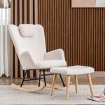 Rocking chair fauteuil  bascule en peluche douce avec appui - tte et repose - pieds. capacit de charge ...