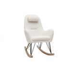 Miliboo - rocking chair scandinave en tissu effet peau de mouton blanc, métal noir et bois clair mania ... Miliboo - rocking chair scandinave en tissu effet peau de mouton blanc, métal noir et bois clair mania ...