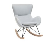 Miliboo - rocking chair scandinave en tissu gris clair, métal noir et bois clair eskua Miliboo - rocking chair scandinave en tissu gris clair, métal noir et bois clair eskua