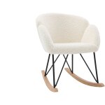 Miliboo - rocking chair en tissu effet peau de mouton blanc, mtal noir et bois clair rhapsody