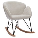 Miliboo - rocking chair en tissu effet velours textur beige, mtal noir et bois clair rhapsody