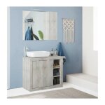 Rome ensemble meuble salle de bain l 92 + vasque + 2 portes + 3 niches - coloris chene pin clair