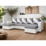 Bestmobilier - romy - canap panoramique en u - 7 places - convertible avec coffre - en tissu et pu