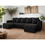 Bestmobilier - romy - canap� panoramique en u - 7 places - convertible avec coffre - en tissu et pu