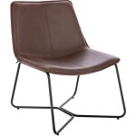Svita - ron fauteuil lounge fauteuil club sans accoudoirs structure mtallique aspect cuir marron