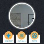 Rond 80cm ocean miroir de salle de bain et miroir lumineux pour salle de bain � led avec �clairage tactile ...