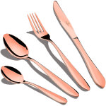 Rose gold mirror mnagre dor 24 - piece acier inox. finition polie, set de couverts 6 personnes or ...