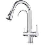 Rosmmel ? robinet � osmose inverse 3 voies extractible ? laiton et chrome �pais ? hauteur 410 mm ? rotation ...