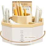 Rotatif pot a crayon, pot a crayon bureau avec autocollants antid�rapants, rotation � 360 degr�s organisateur ...