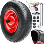 Deuba - roue de brouette avec axe roue de rechange  390mm largeur 95mm chariot de jardin charrette pneus ...