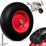 Roue de brouette pu en caoutchouc plein 200 kg increvable 4. 80 / 4. 00 - 8  390mm incl. essieu roue ...